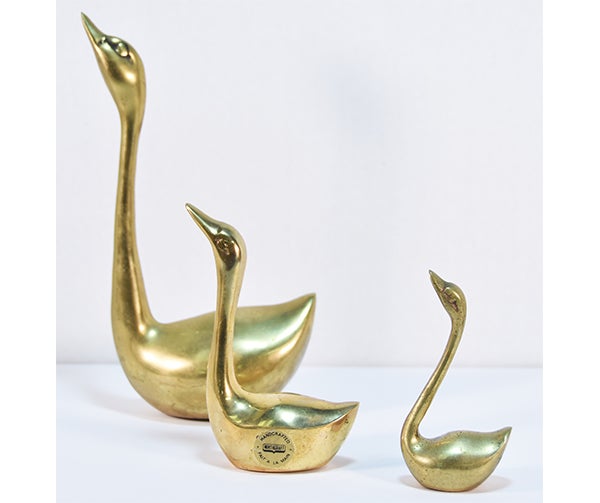 Large Brass Swan by Unknown Artist